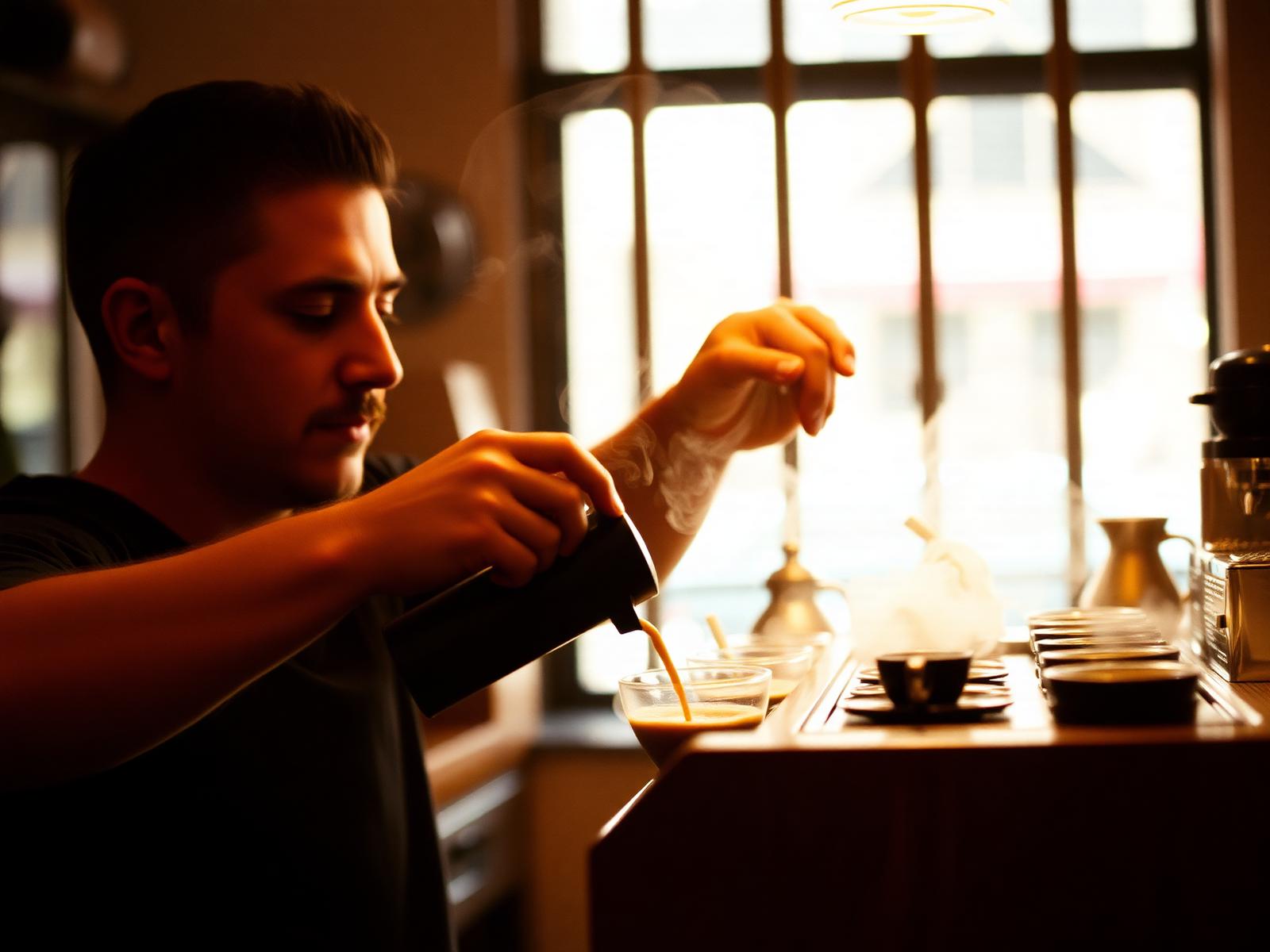 Barista preparando café